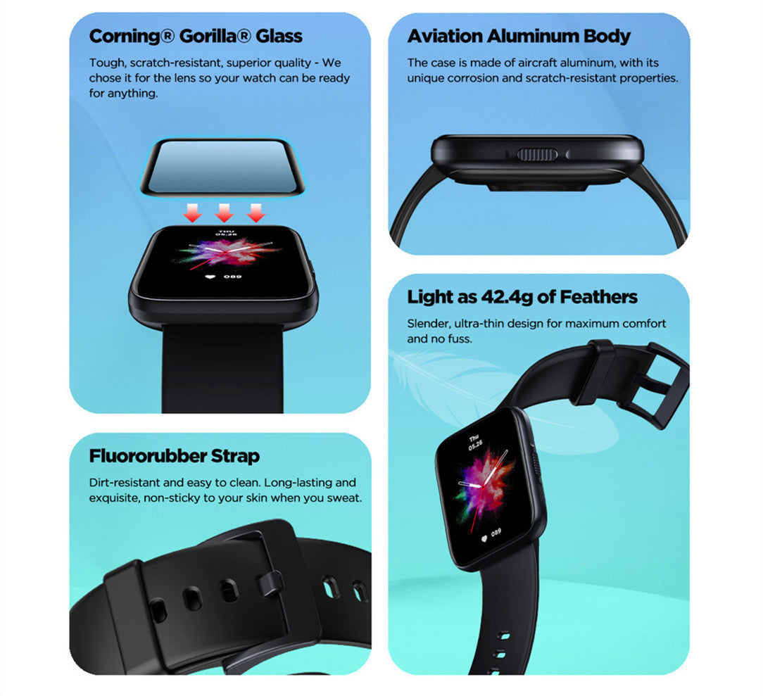 Large display smart watch by kallistii with Corning Gorilla Glass and aviation aluminum body