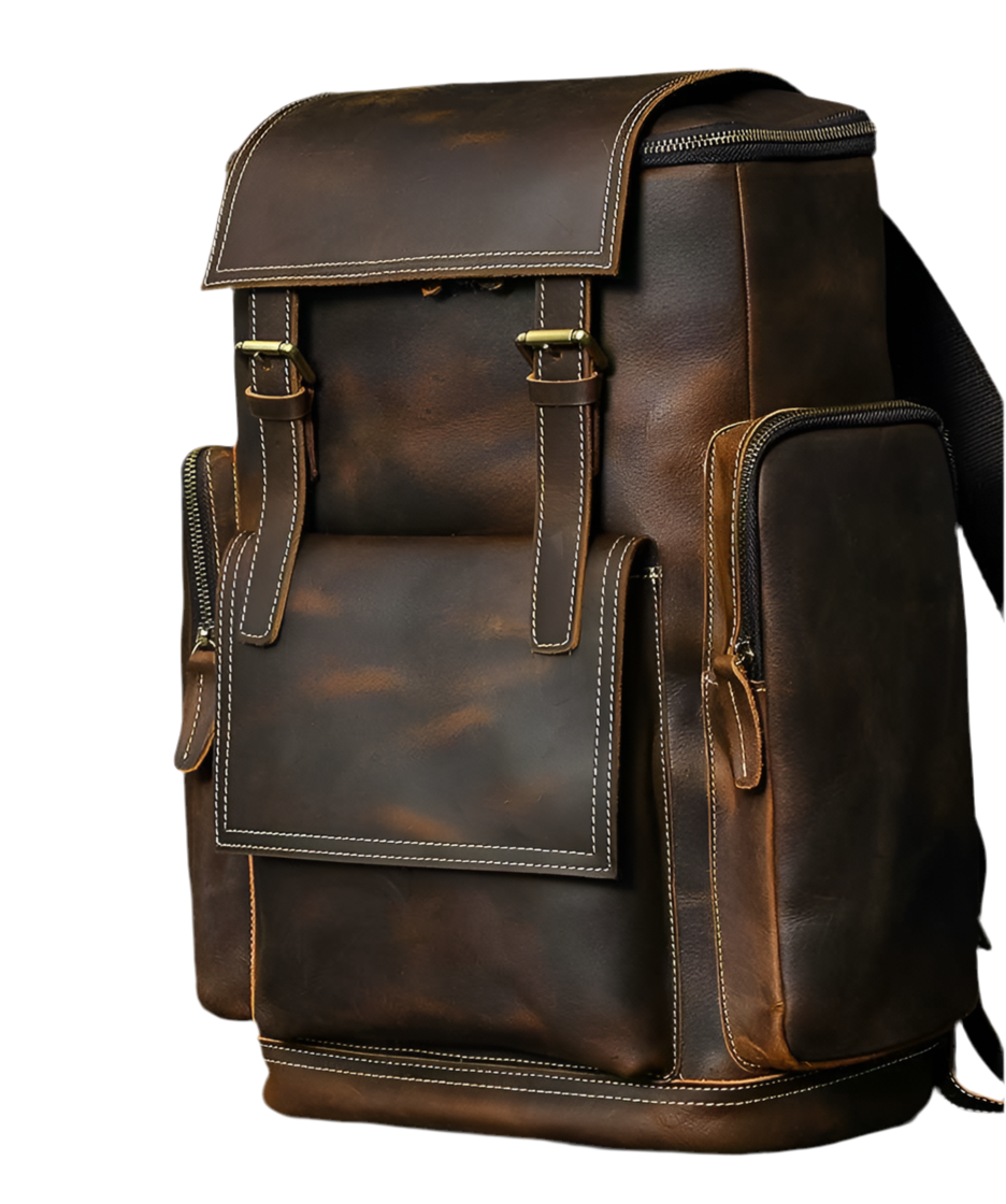 Leather Travel Backpack Large Capacity