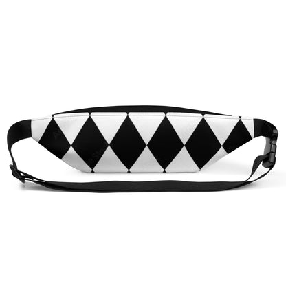 Black and white harlequin crossbody bag with adjustable strap by kallistii