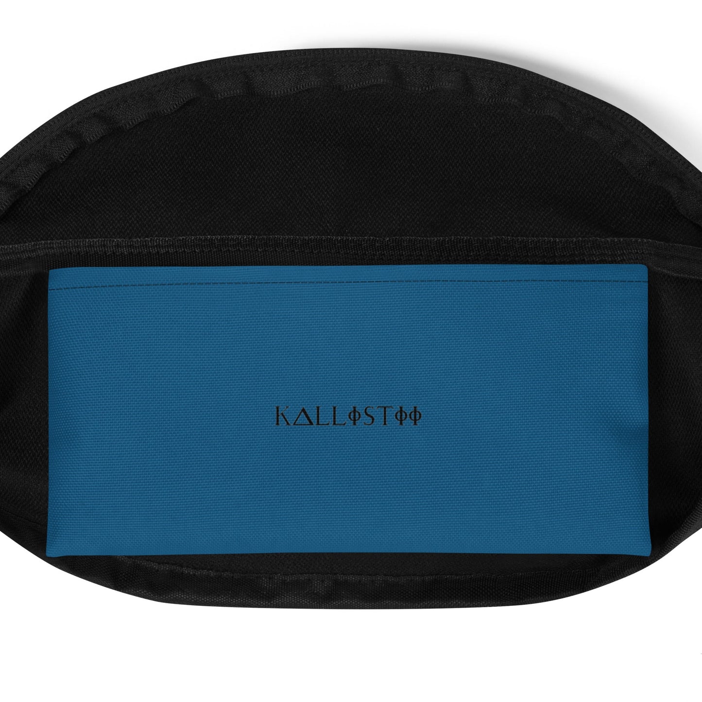 Blue interior pocket with kallistii logo inside harlequin crossbody bag