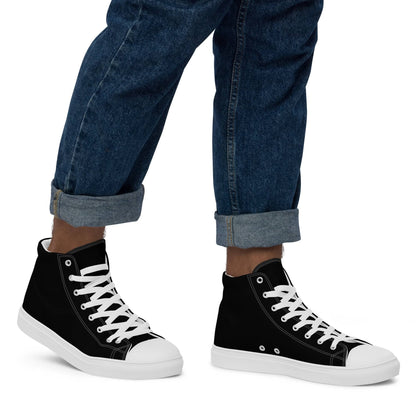 Kallistii black high-top statement sneakers for men with white laces and rubber soles