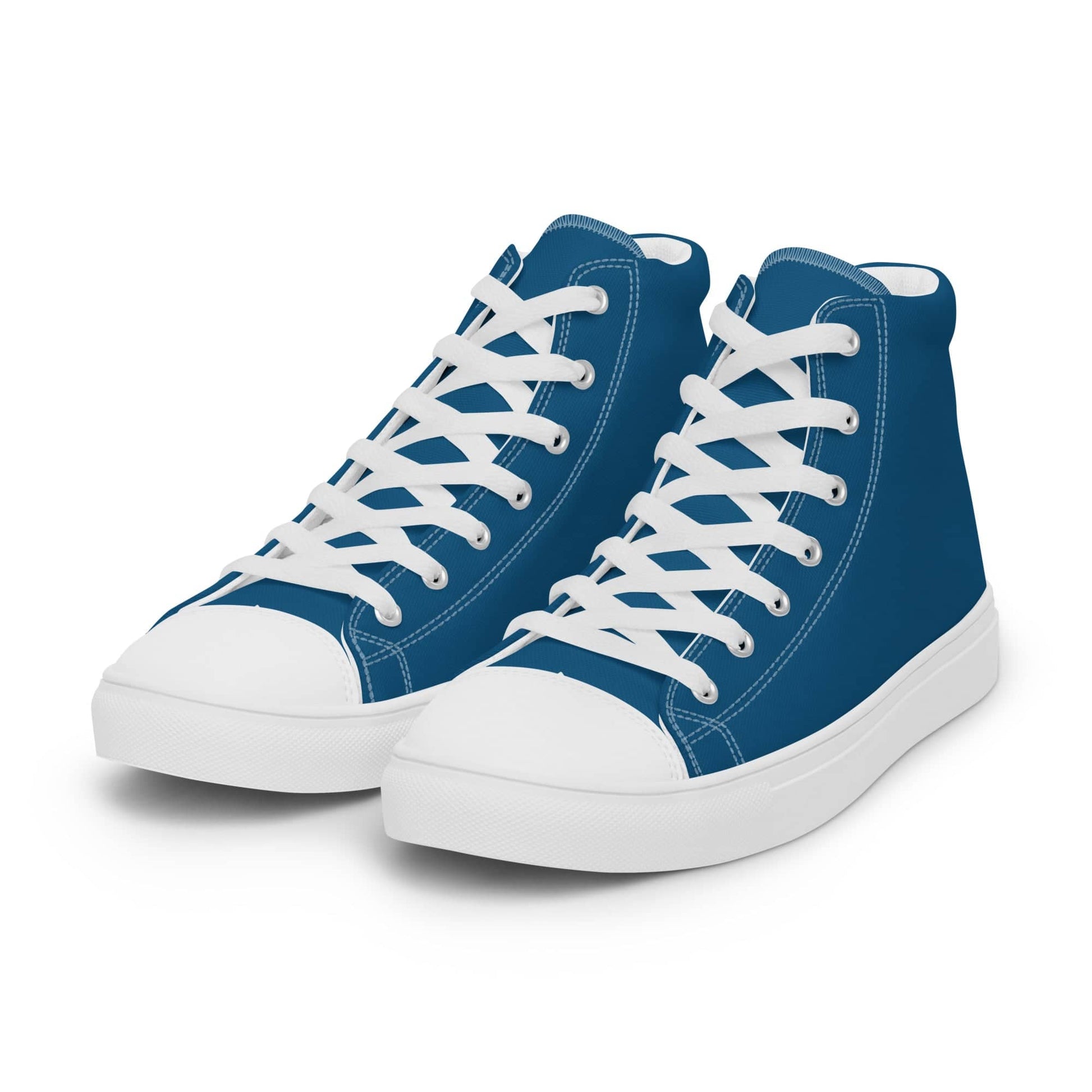 Kallistii blue high-top statement sneakers for men with white laces and rubber soles