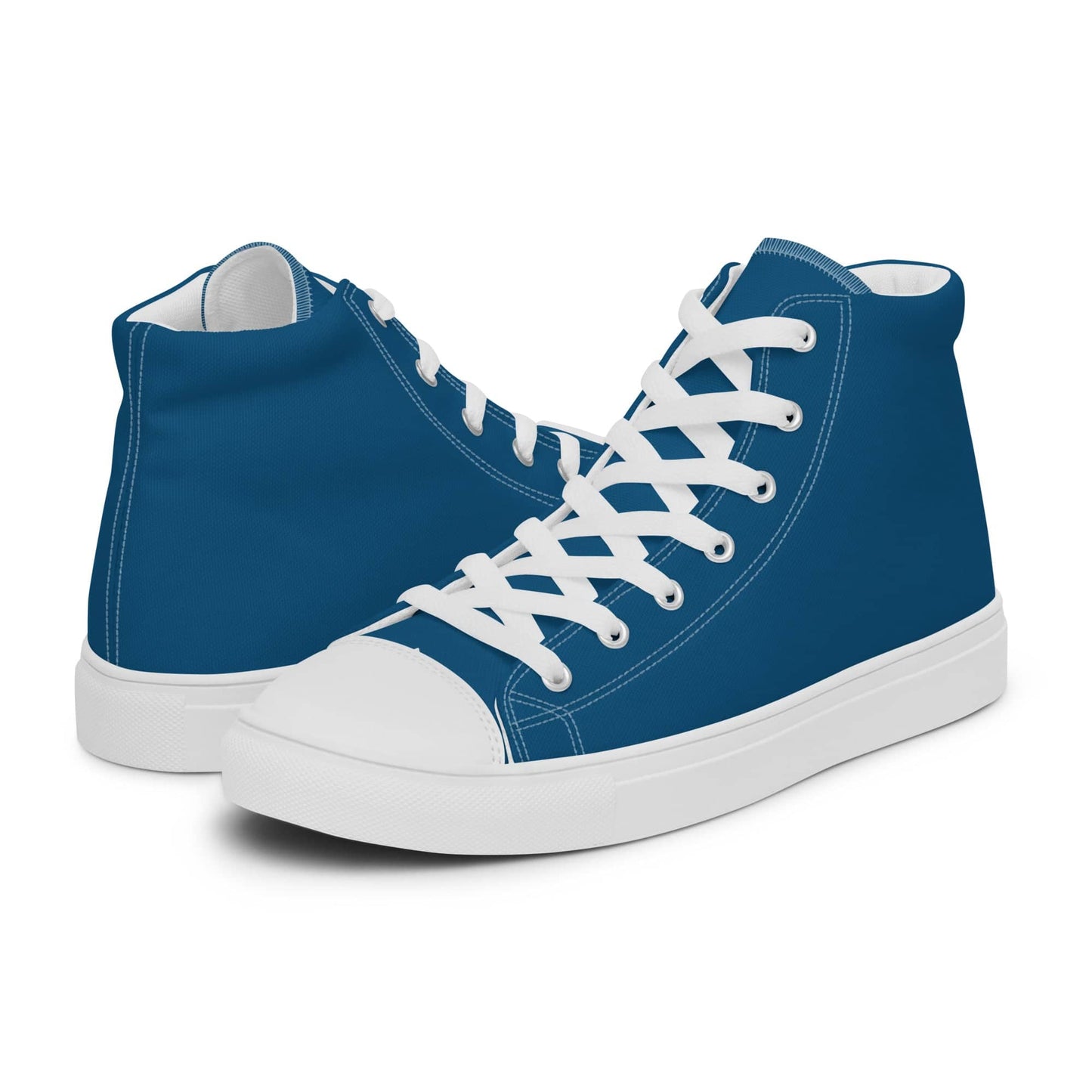Kallistii blue high top statement sneakers for men with white laces and rubber soles
