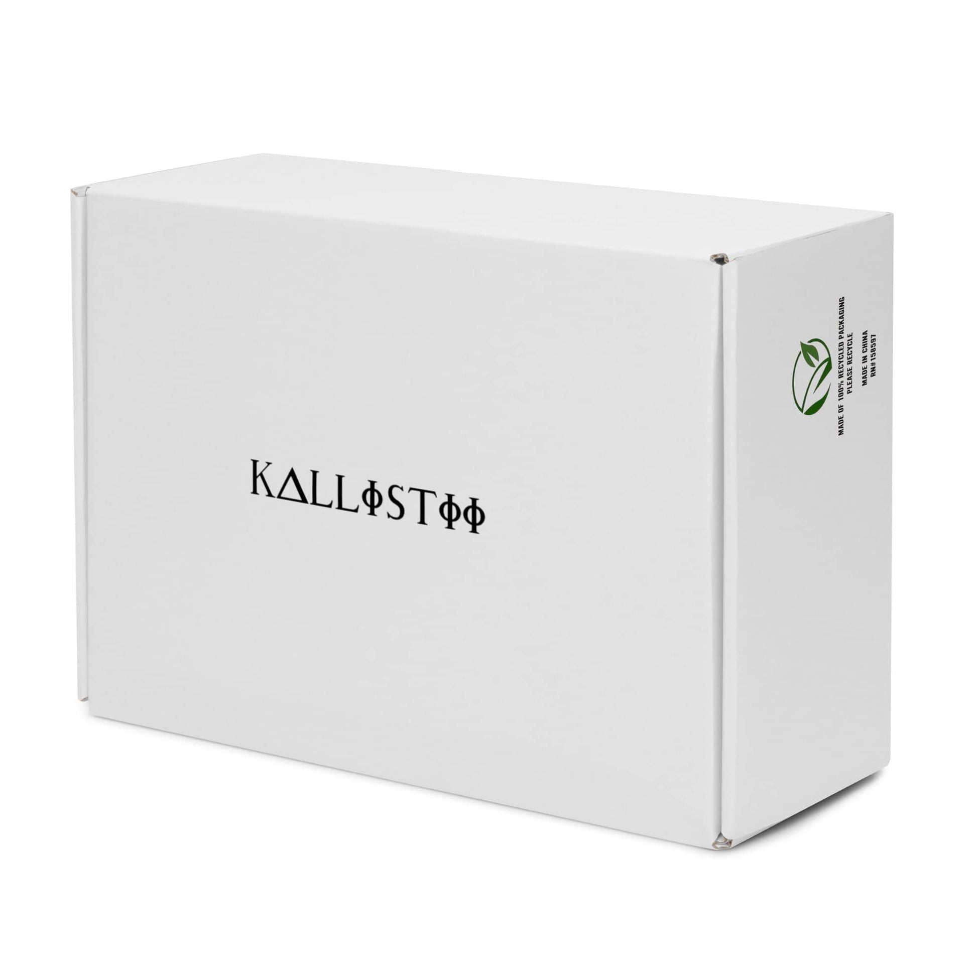 White kallistii shoe box packaging for statement sneakers for men