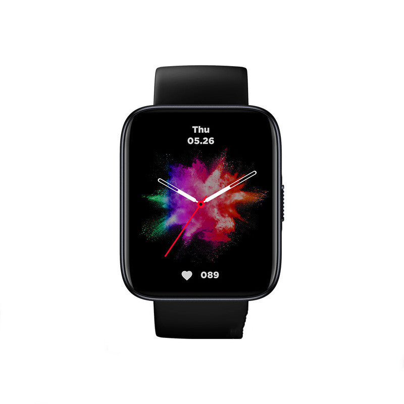 Kallistii large display smart watch with colorful splash design and black strap
