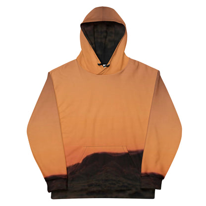 Mesa Hoodie sunset design by kallistii in orange and black gradient with mountain silhouette