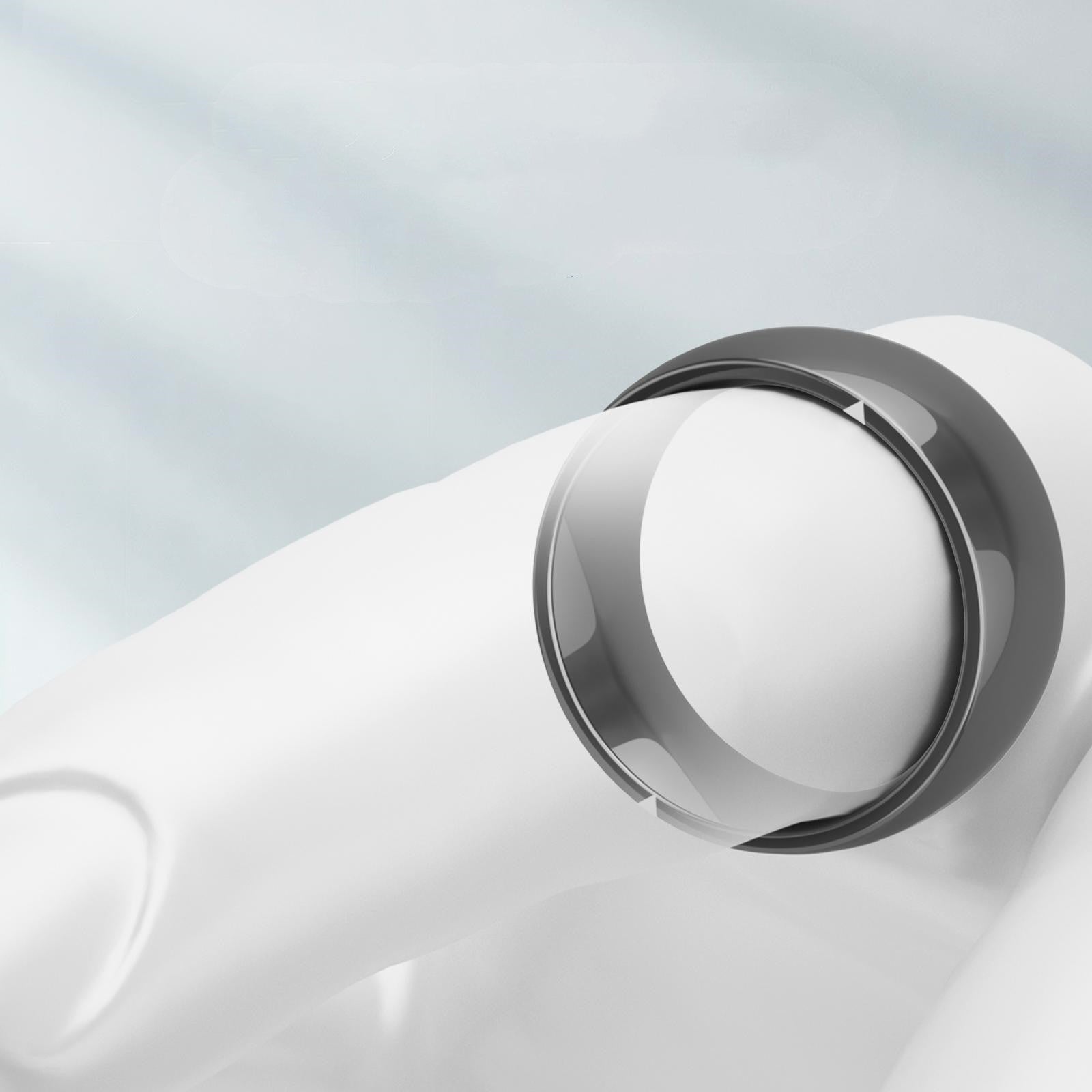 Kallistii modern smart ring for tech lovers with sleek black design on white display hand