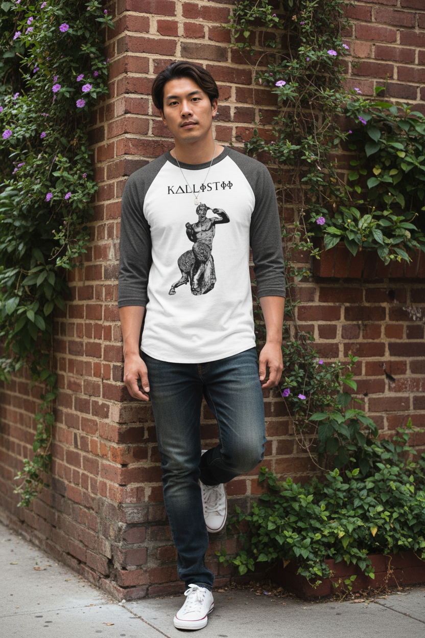 Pan HEATHER CHARCOAL Sleeves #1 - Asian Male Model, Brick Wall & Plants