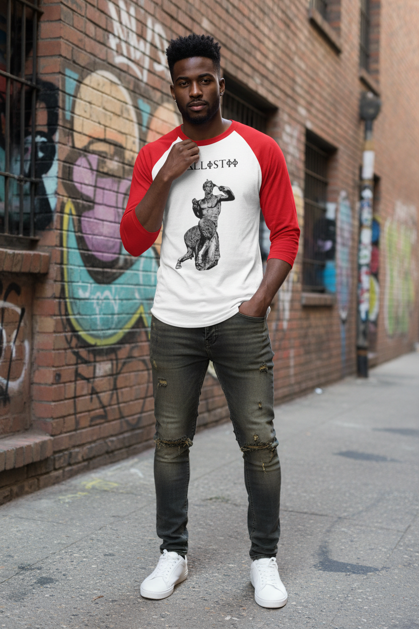 Pan RED Sleeves - Black Male Model, Brick Wall