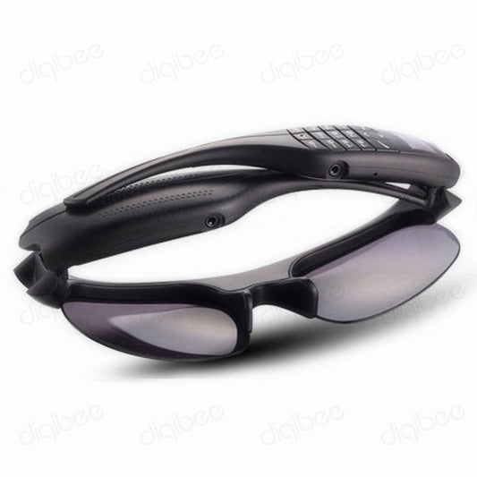 Kallistii smart glasses with phone and camera in black with tinted lenses and built-in keypad