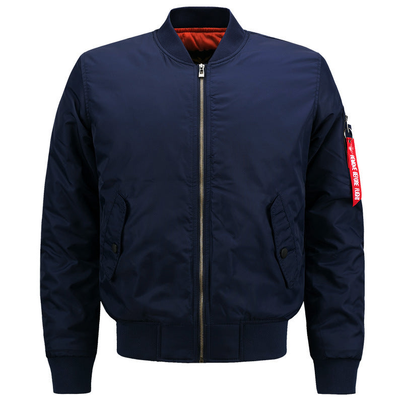 Kallistii navy street style bomber jacket with front zipper and side pockets