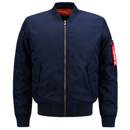 Kallistii navy street style bomber jacket with front zipper and side pockets