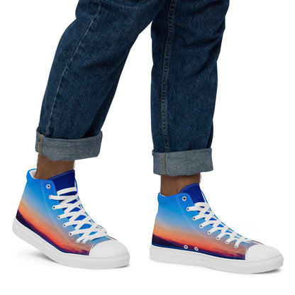 Kallistii skyline high top sneakers for men featuring sunset gradient design and white laces