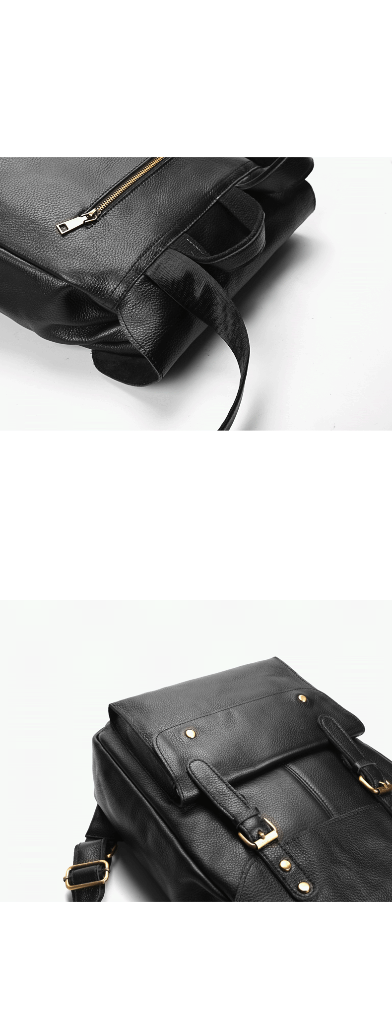 Stylish black leather backpack by kallistii with gold-tone hardware and adjustable straps